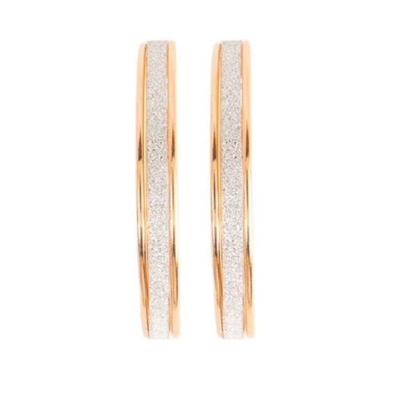 NEW NORDSTROM REVOLVE Gold Sparkle Glitter 50mm Hoop Double Earrings Jewelry - Picture 1 of 7